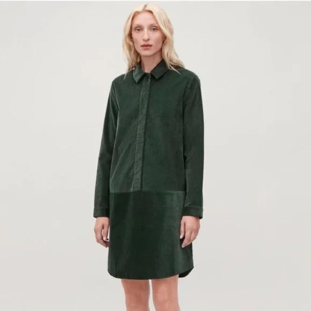 COS Dark Green Mini Shirt Dress